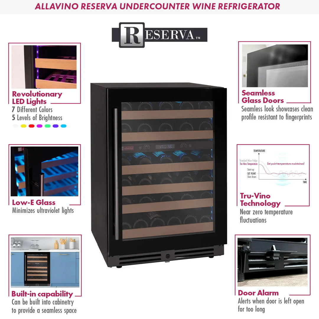 Allavino Reserva 2X-BDW5034D-2BG undercounter wine refrigerator features