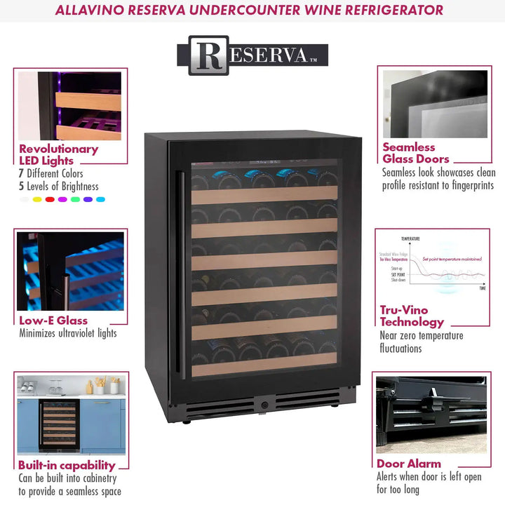 Allavino Reserva 3Z-BDW5034-BS three zone side-bye-side wine refrigerator