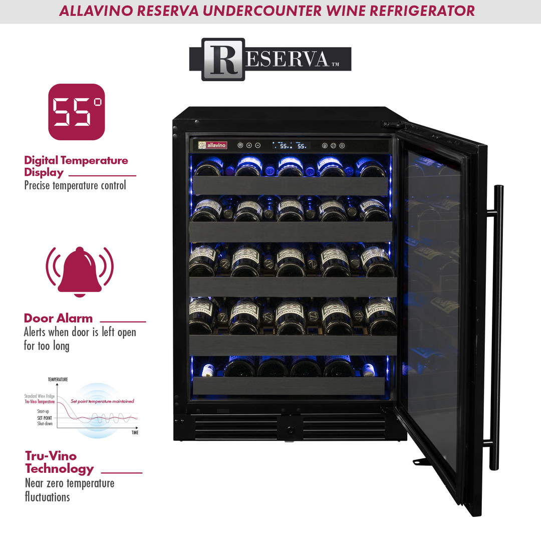 Allavino Reserva 2X-BDW5034S-1BS undercounter wine refrigerator features