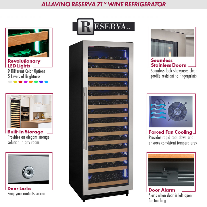 Allavino Reserva VSW16371S-1SR LED wine refrigerator features