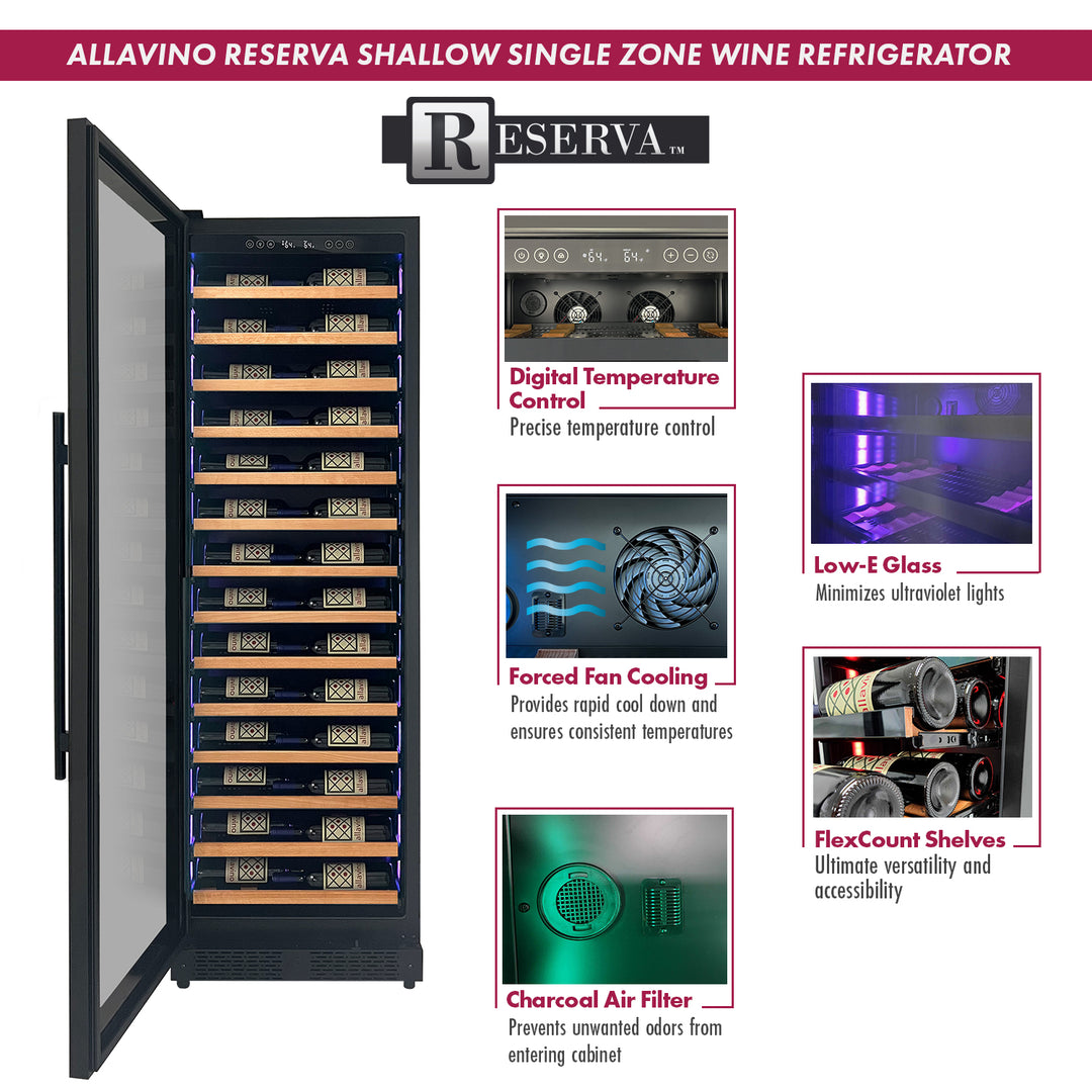 Allavino Reserva VSW6771S-1BL-WD LED Shallow Wine Refrigerator