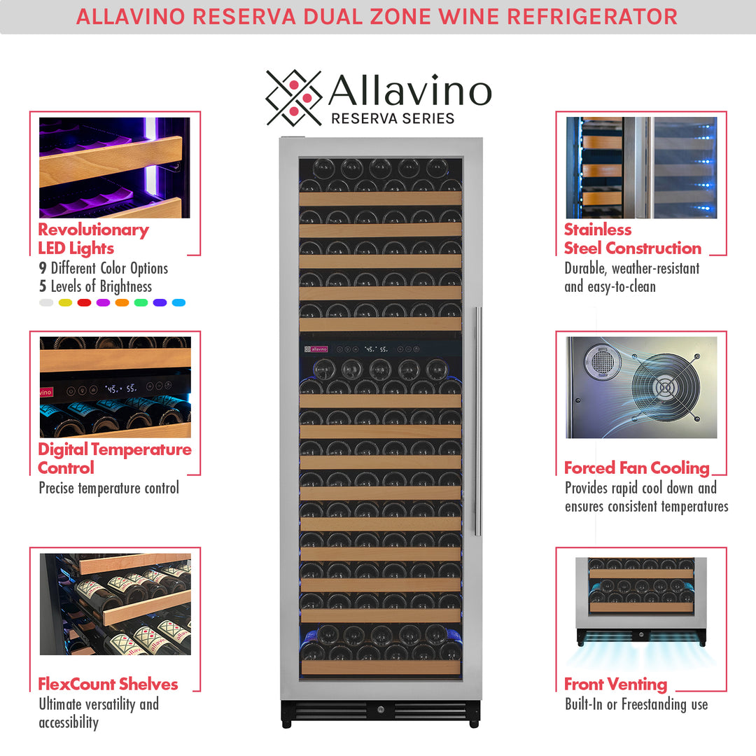 Allavino Reserva VSW71LD-2SR LED wine refrigerator features