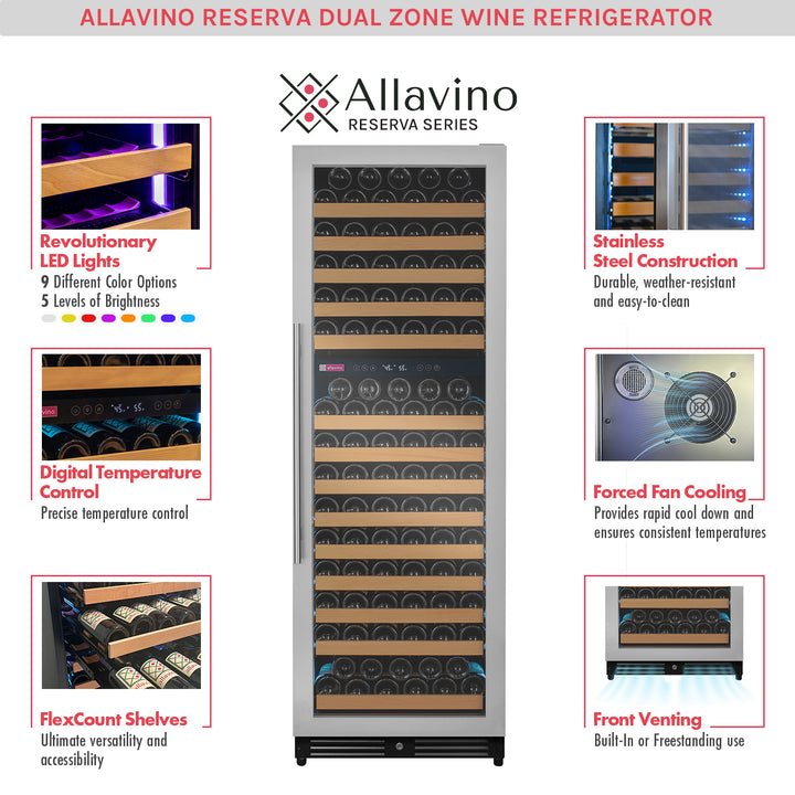 Allavino Reserva VSW71LD-2SR LED wine refrigerator features