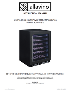 The cover of the BDW5034S-1 product manual