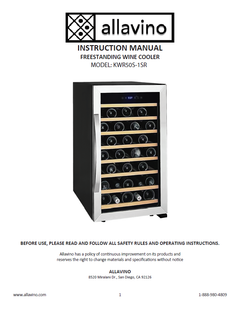 The product manual for KWR50S-1SR wine refrigerators