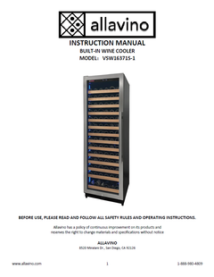 A product manual for the VSW16371S-1 refrigeration unit