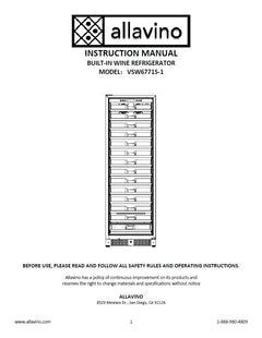 The instruction manual for VSW6771S-1 coolers