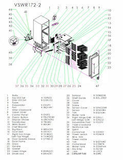 A diagram that shows the components of the VSWR172-2 unit