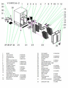 The parts diagram from VSWR36 wine refrigerators