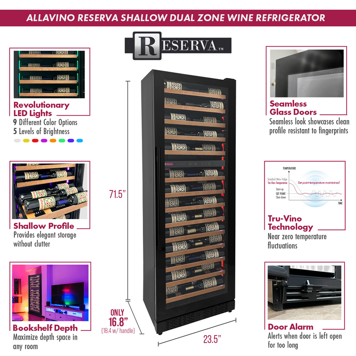 Allavino Reserva VSW6771D-2BR LED wine refrigerator features